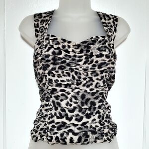 NWOT Express black and white leopard top sz L